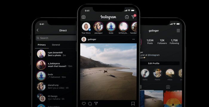 ecco la dark mode su instagram