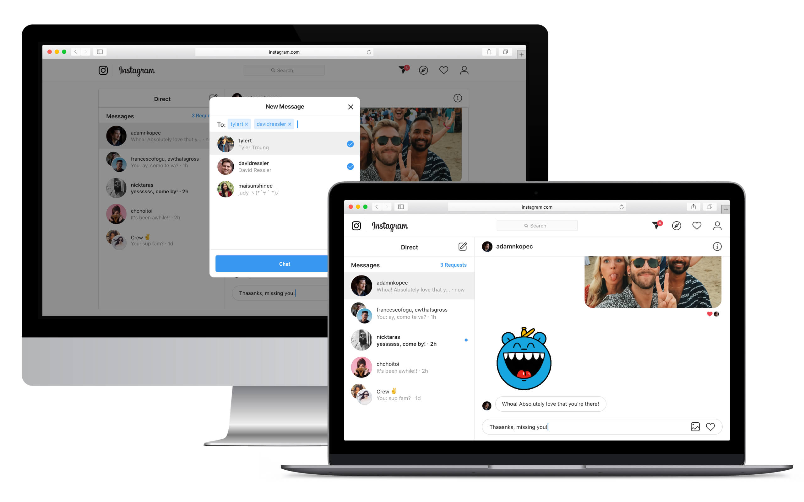 direct instagram da pc